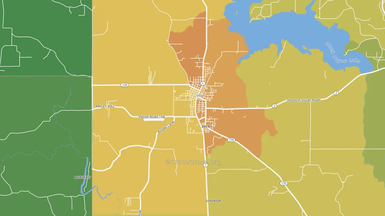 Vivian, LA Map of Vehicle Theft Rates