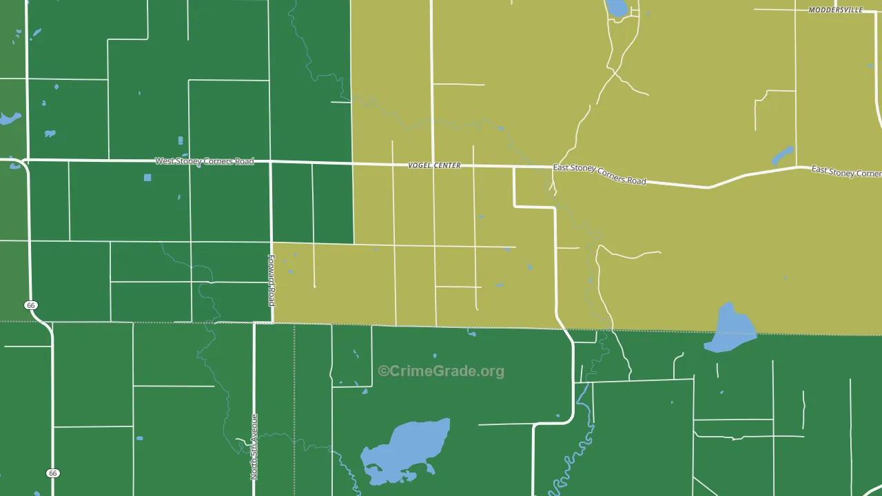 Vogel Center, MI Map of Vehicle Theft Rates