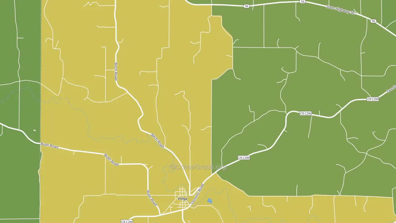 Volga, IA Map of Vehicle Theft Rates
