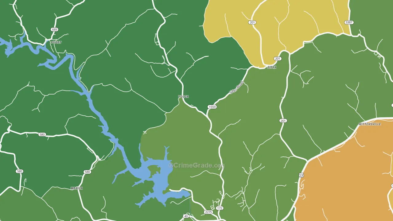 Volga, KY Map of Vehicle Theft Rates