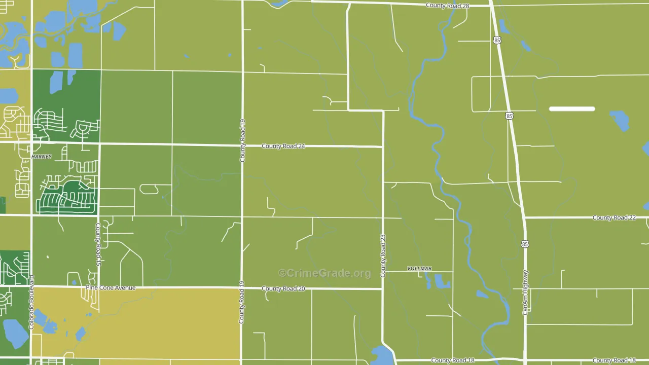 Vollmar, CO Map of Vehicle Theft Rates