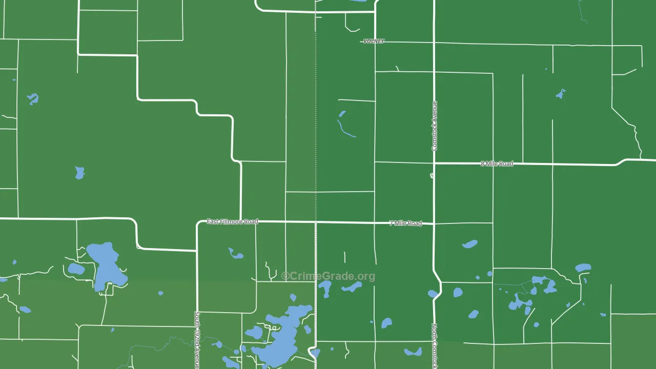 Volney, MI Map of Vehicle Theft Rates