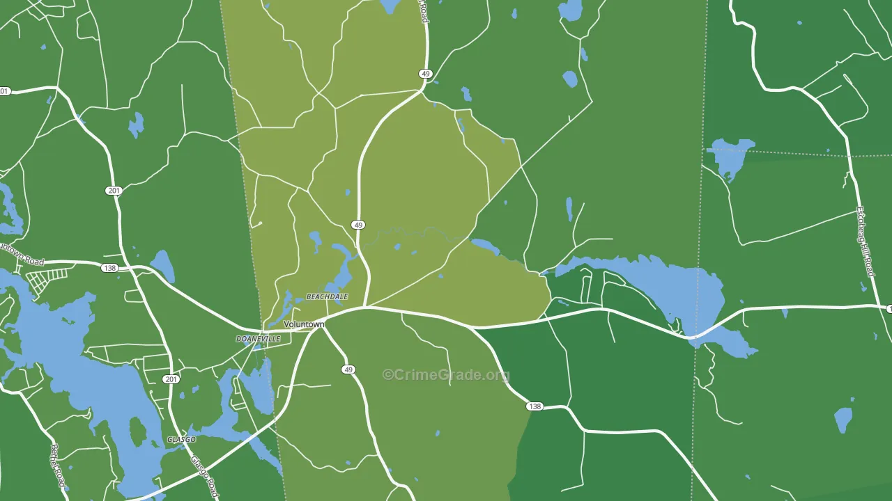 Voluntown, CT Map of Vehicle Theft Rates