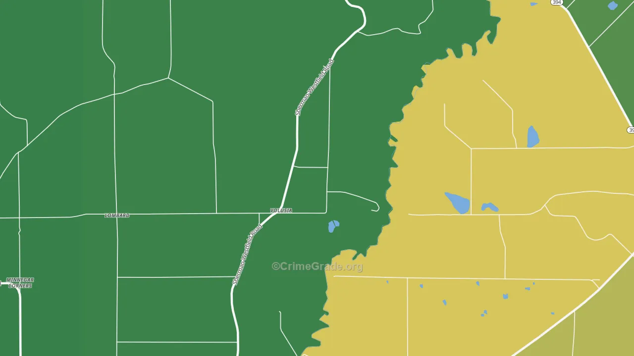 Volusia, NY Map of Vehicle Theft Rates