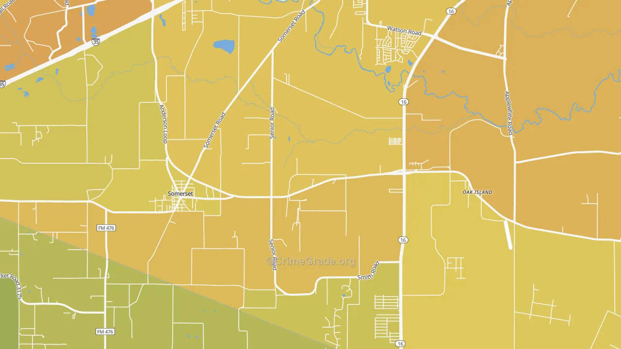 Von Ormy, TX Map of Vehicle Theft Rates