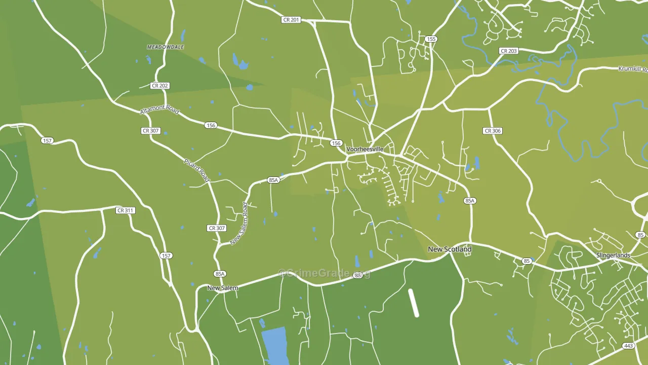 Voorheesville, NY Map of Vehicle Theft Rates