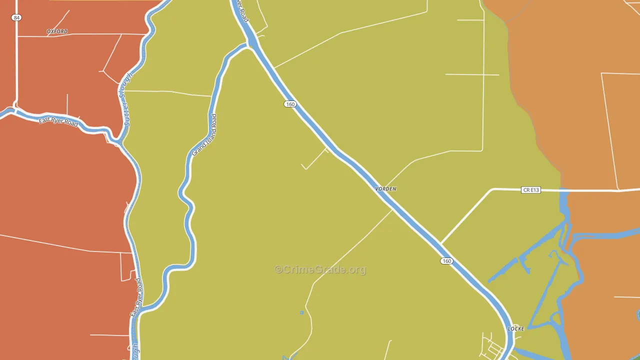Vorden, CA Map of Vehicle Theft Rates