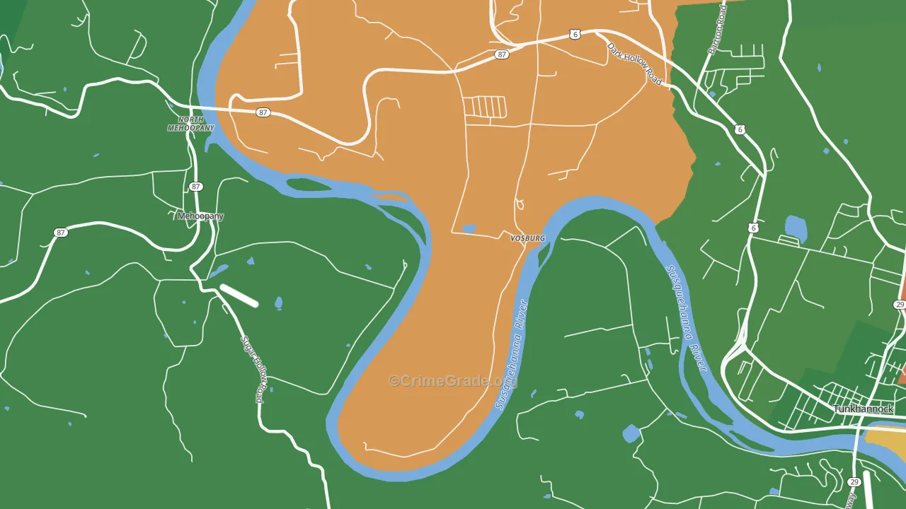 Vosburg, PA Map of Vehicle Theft Rates