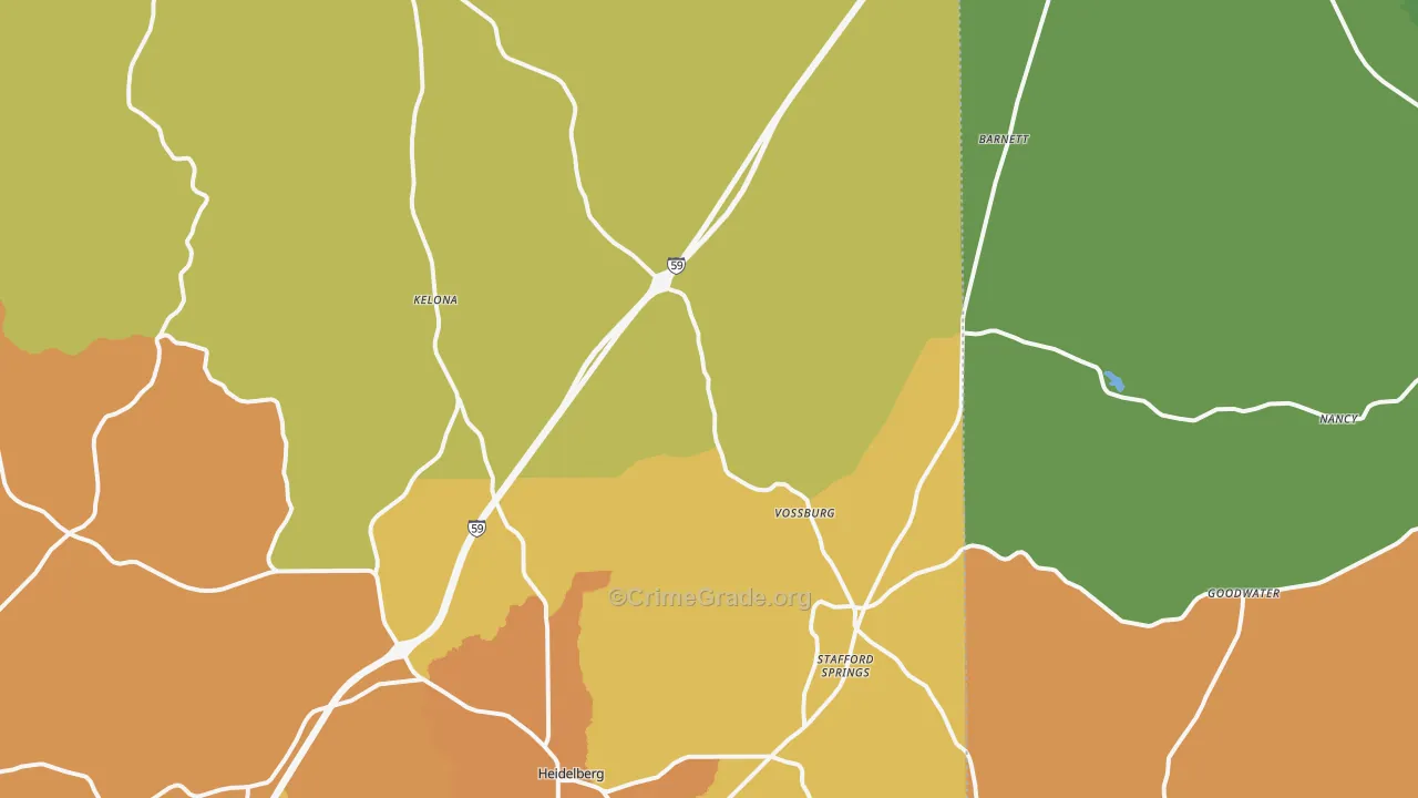 Vossburg, MS Map of Vehicle Theft Rates