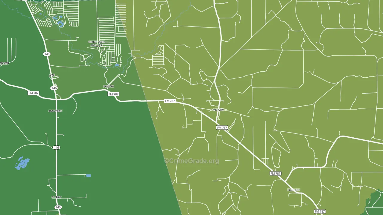Votaw, TX Map of Vehicle Theft Rates