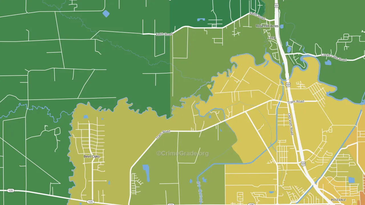 Voth, TX Map of Vehicle Theft Rates