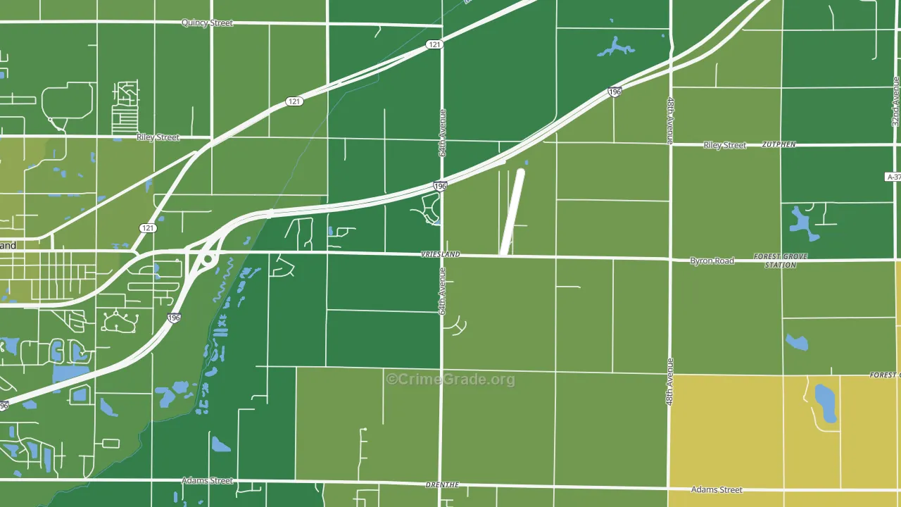Vriesland, MI Map of Vehicle Theft Rates