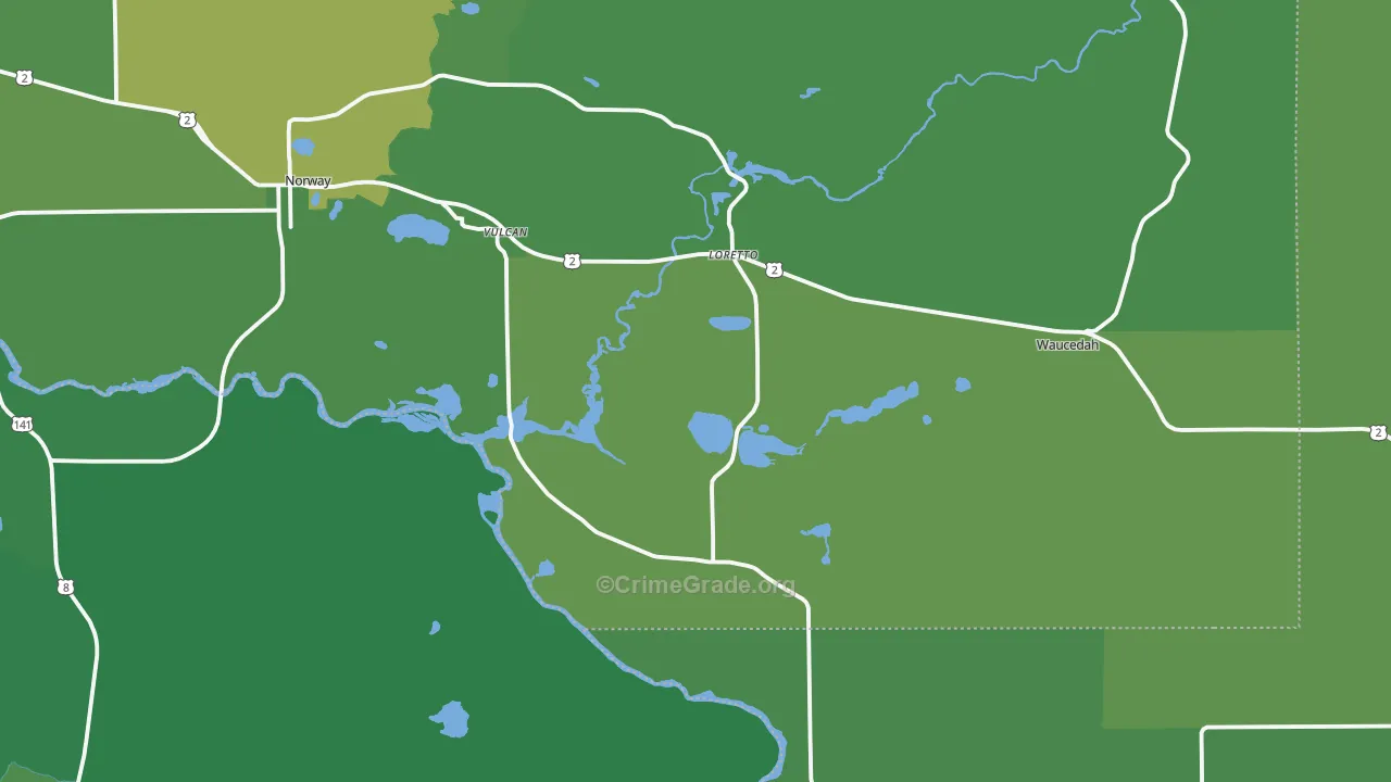Vulcan, MI Map of Vehicle Theft Rates