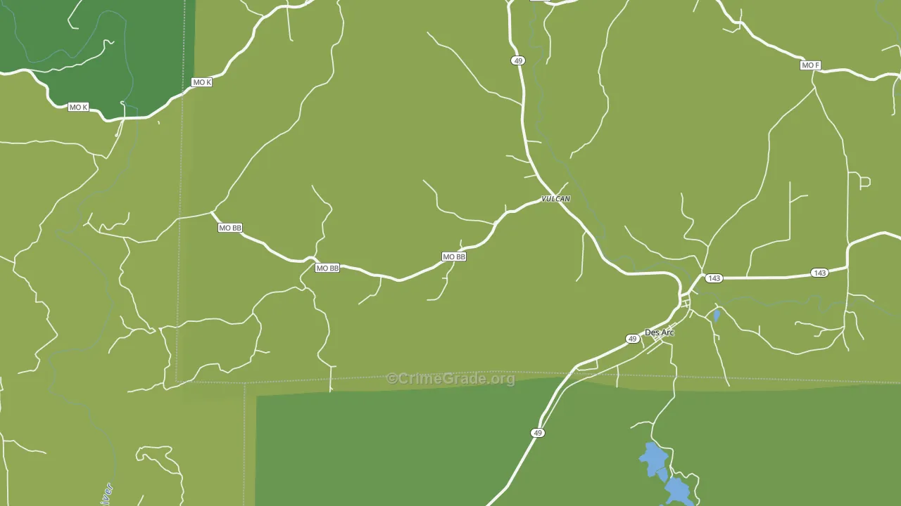 Vulcan, MO Map of Vehicle Theft Rates