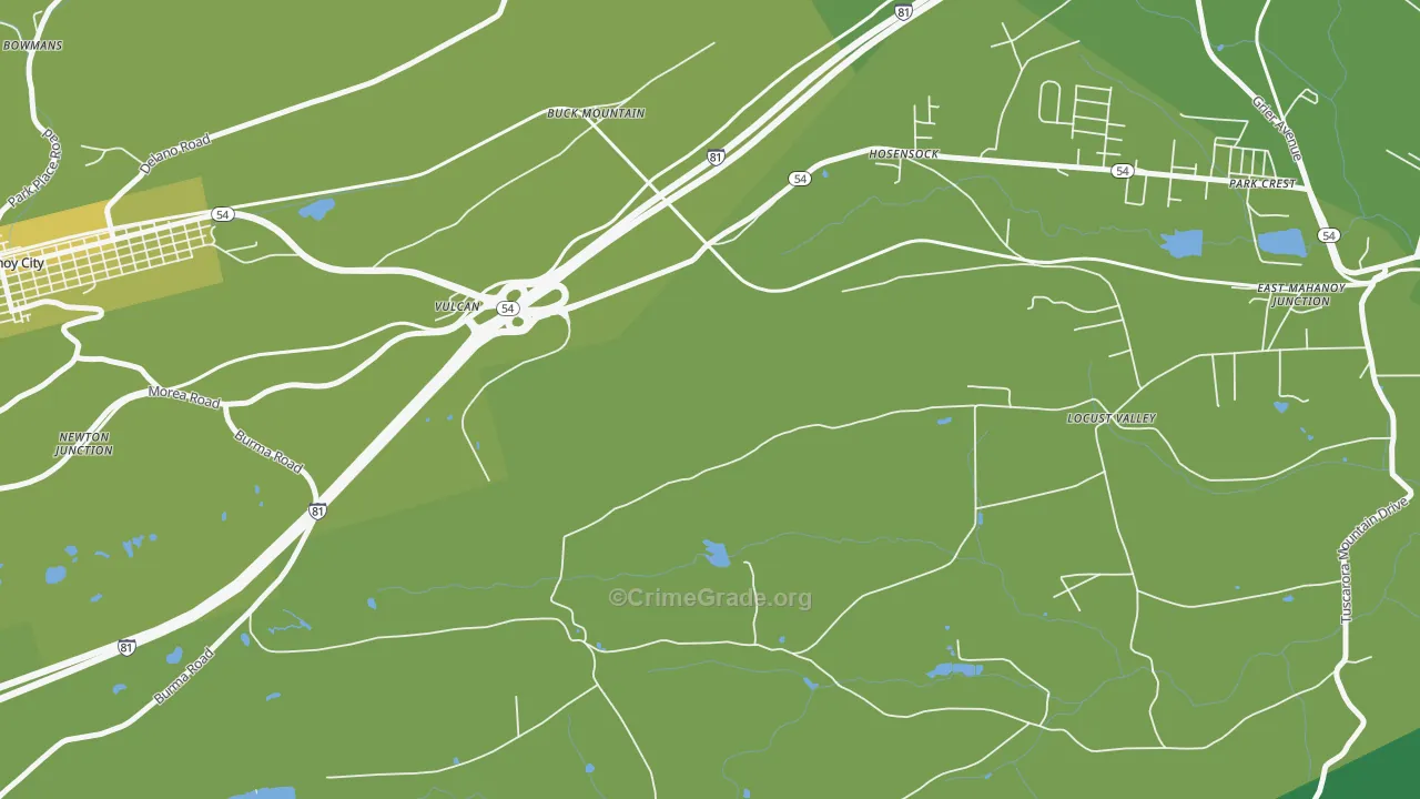 Vulcan, PA Map of Vehicle Theft Rates