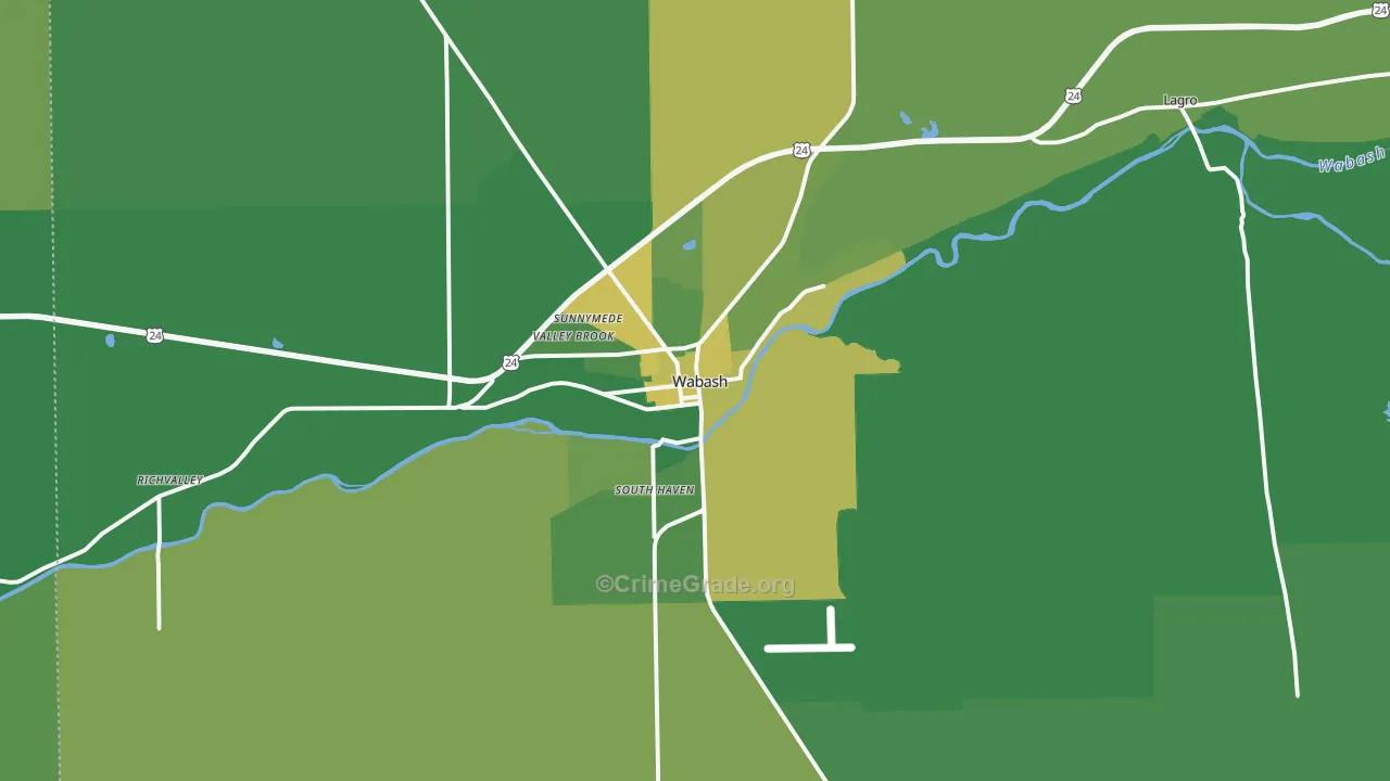 Wabash, IN Map of Vehicle Theft Rates