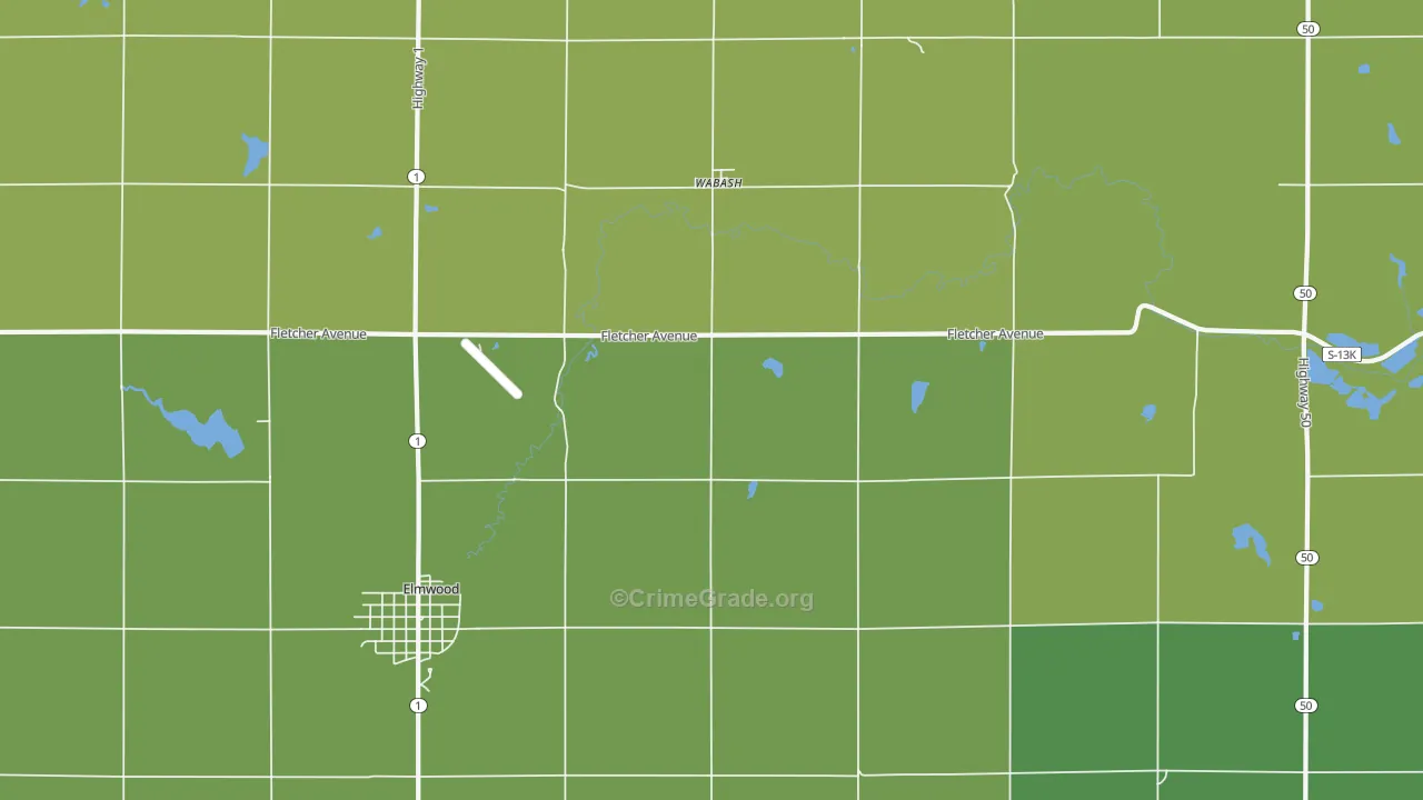 Wabash, NE Map of Vehicle Theft Rates