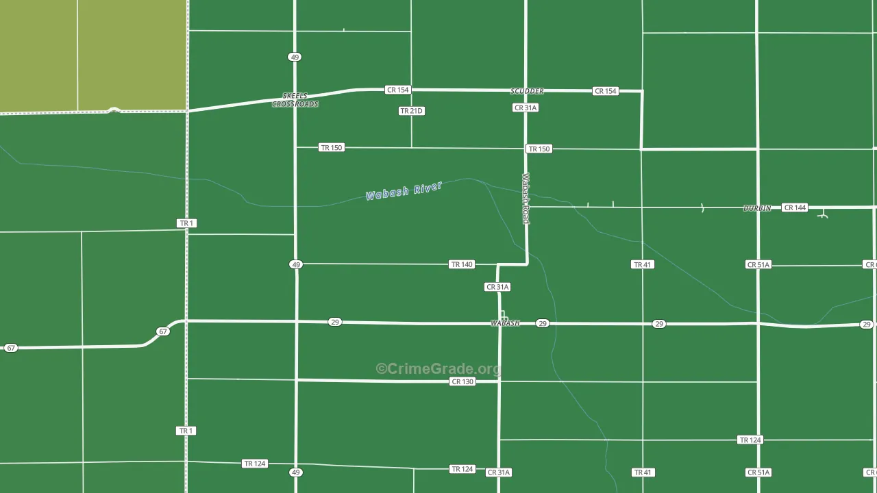 Wabash, OH Map of Vehicle Theft Rates