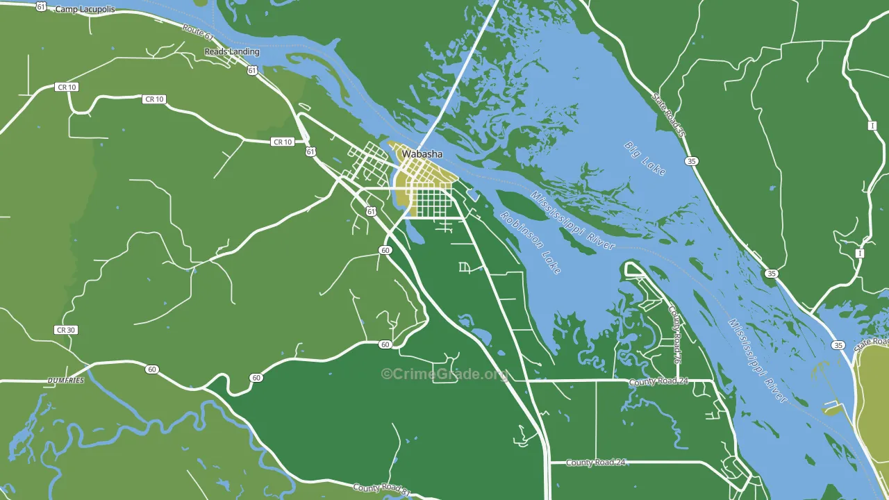 Wabasha, MN Map of Vehicle Theft Rates