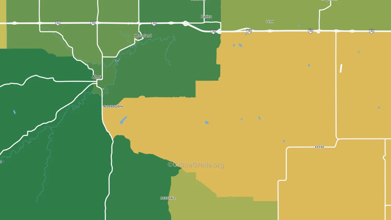 Wabaunsee County, KS Map of Vehicle Theft Rates