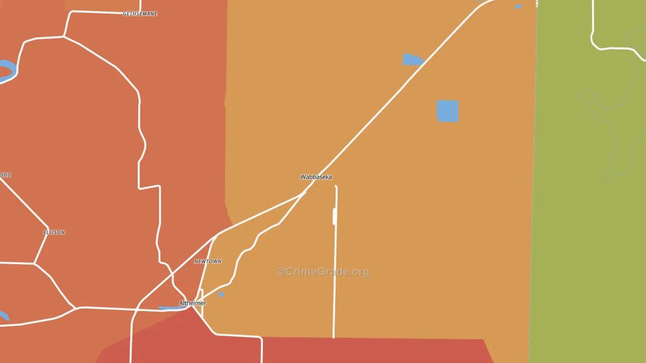 Wabbaseka, AR Map of Vehicle Theft Rates