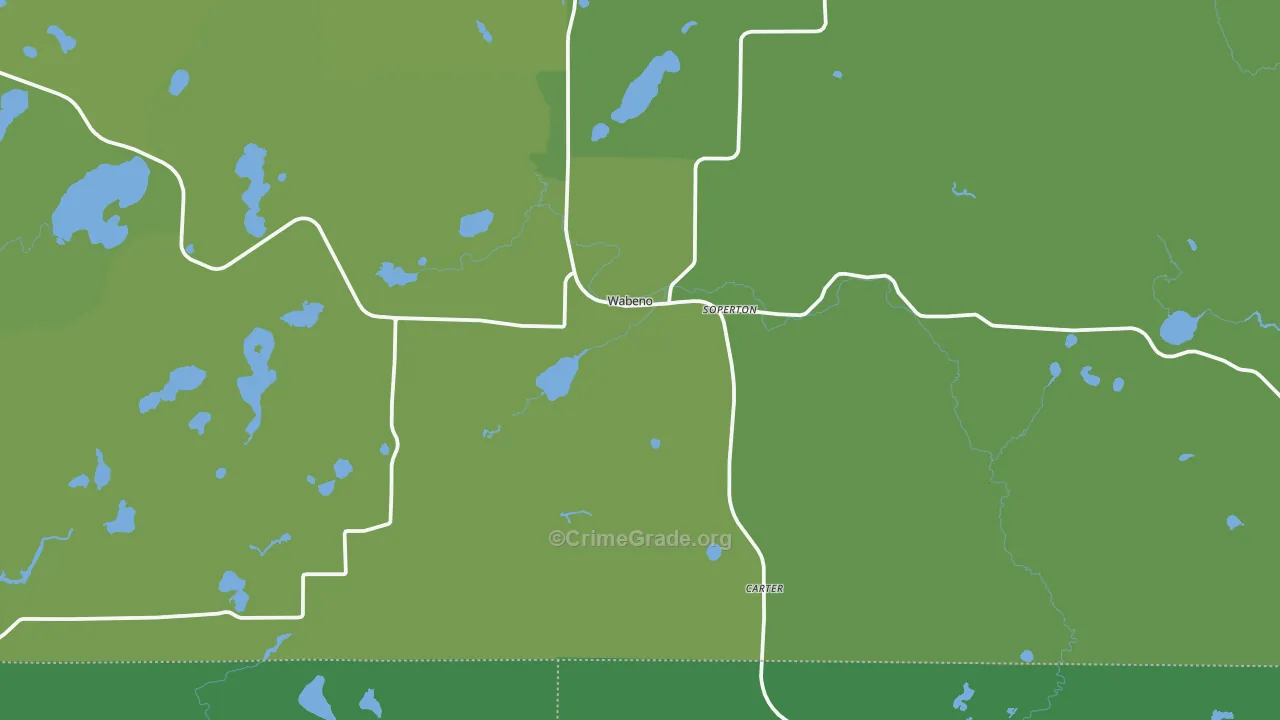 Wabeno, WI Map of Vehicle Theft Rates