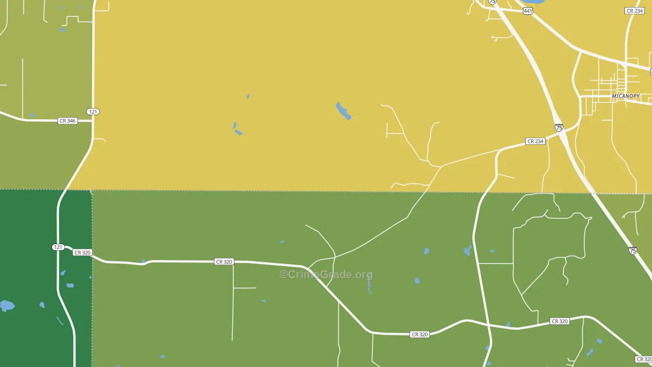 Wacahoota, FL Map of Vehicle Theft Rates