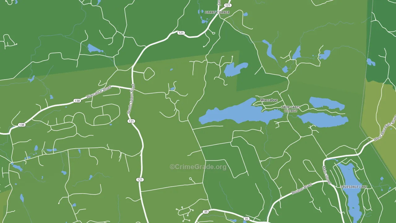 Waccabuc, NY Map of Vehicle Theft Rates