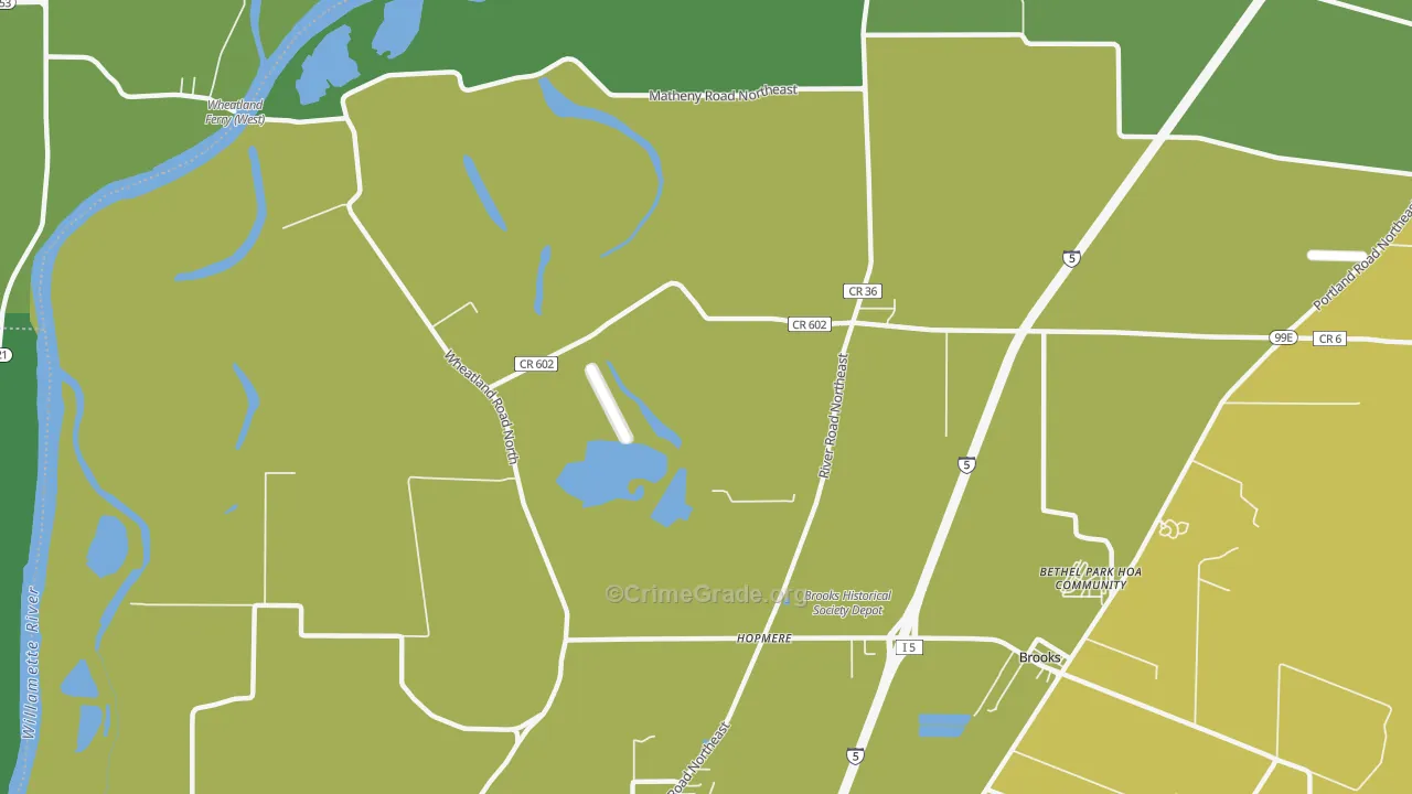 Waconda, OR Map of Vehicle Theft Rates