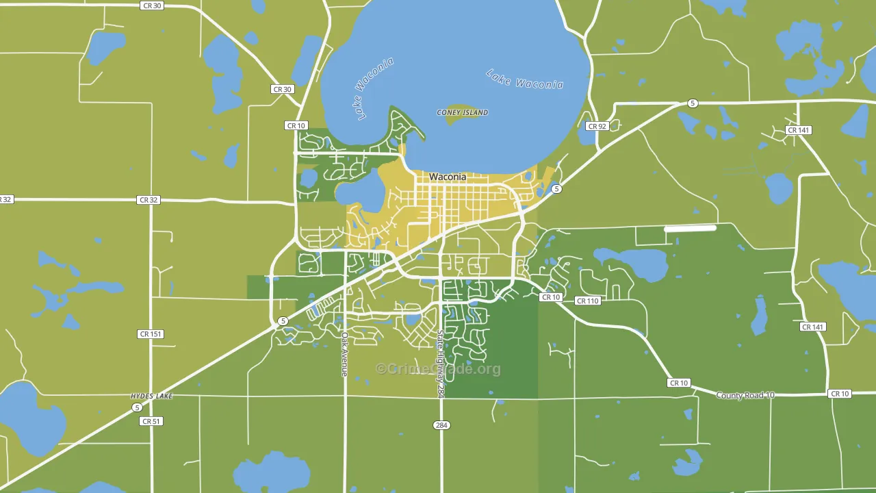 Waconia, MN Map of Vehicle Theft Rates