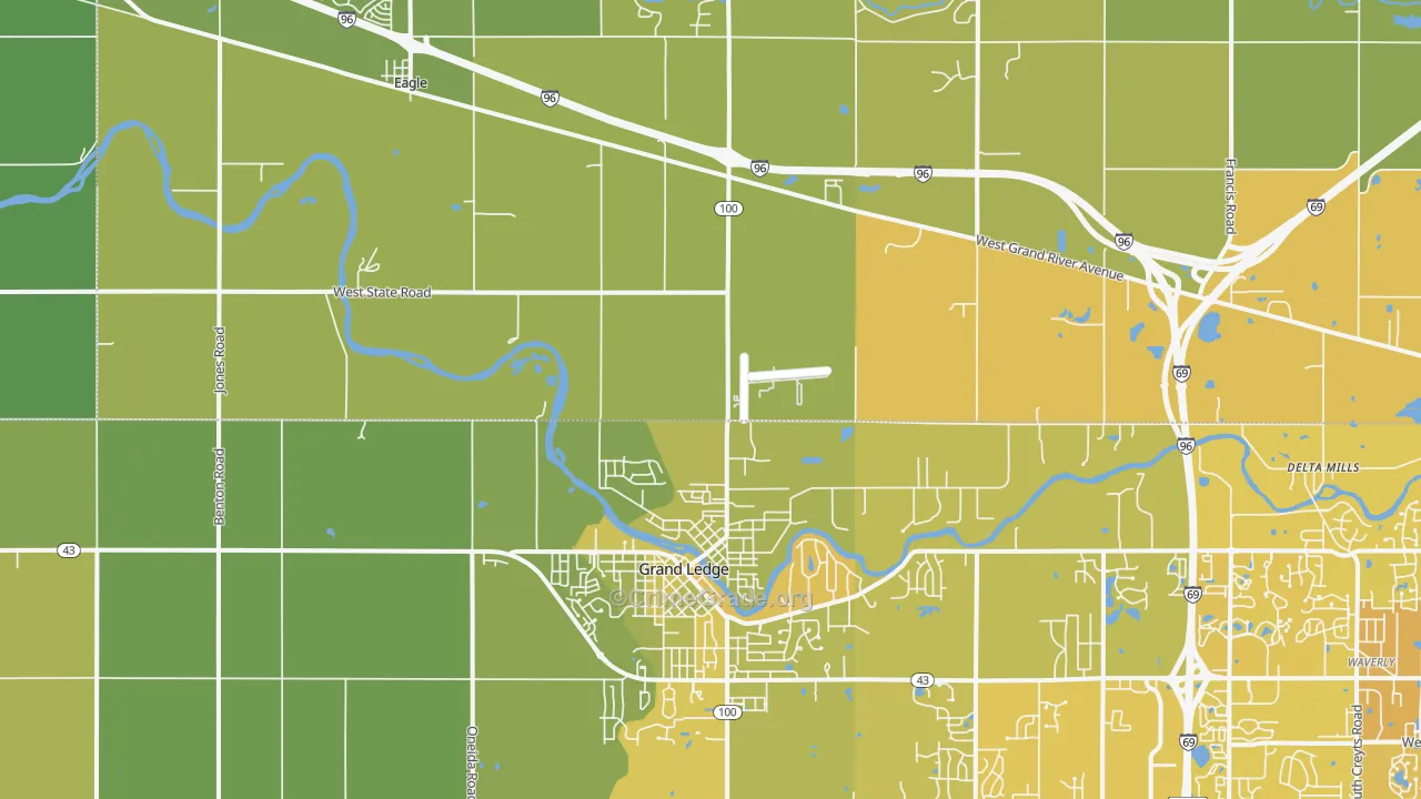Wacousta, MI Map of Vehicle Theft Rates