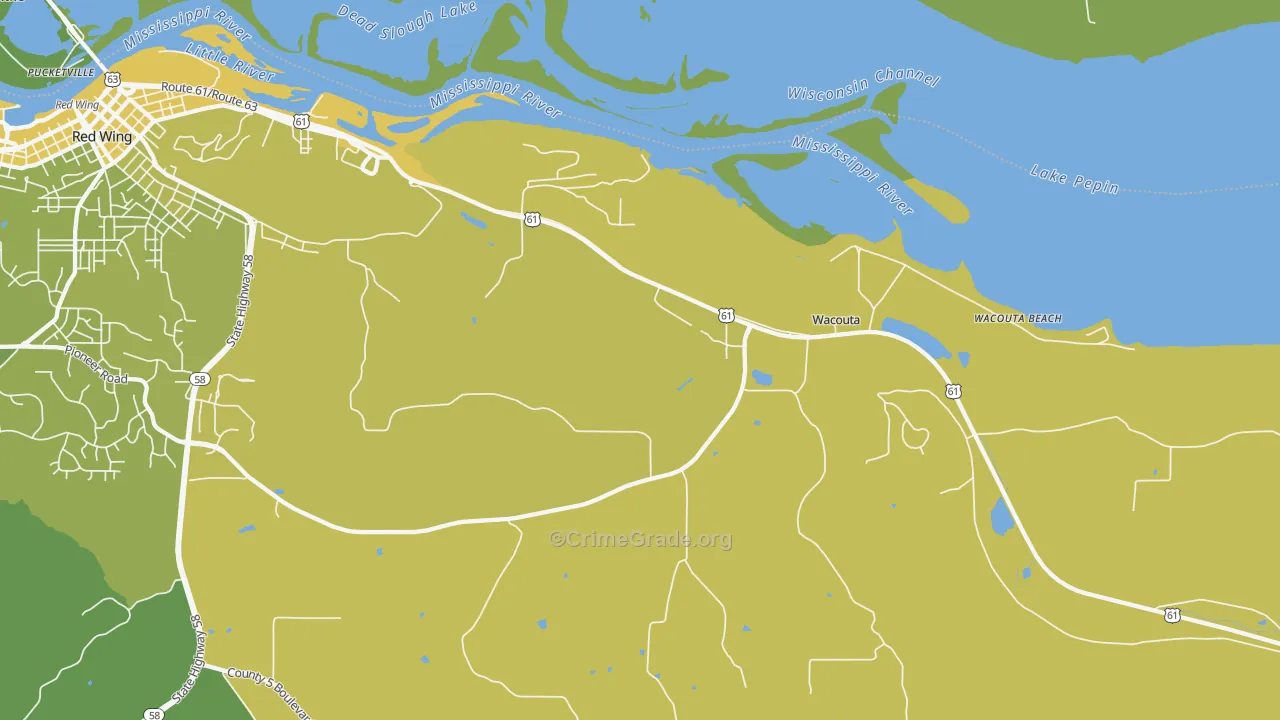 Wacouta, MN Map of Vehicle Theft Rates