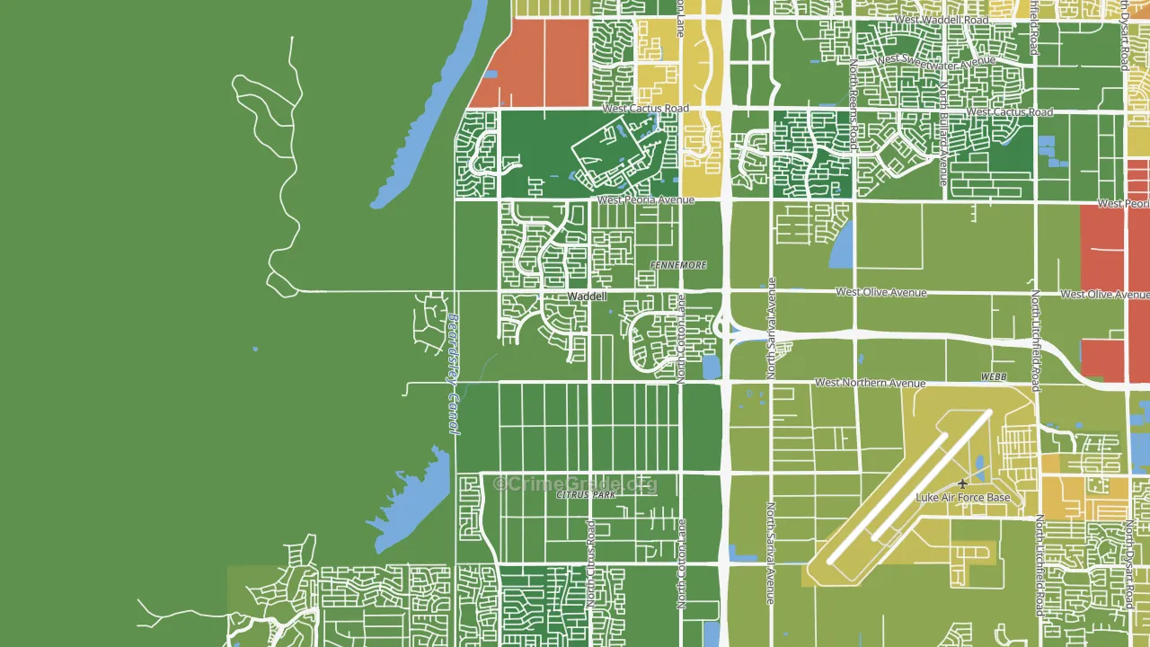 Waddell, AZ Map of Vehicle Theft Rates