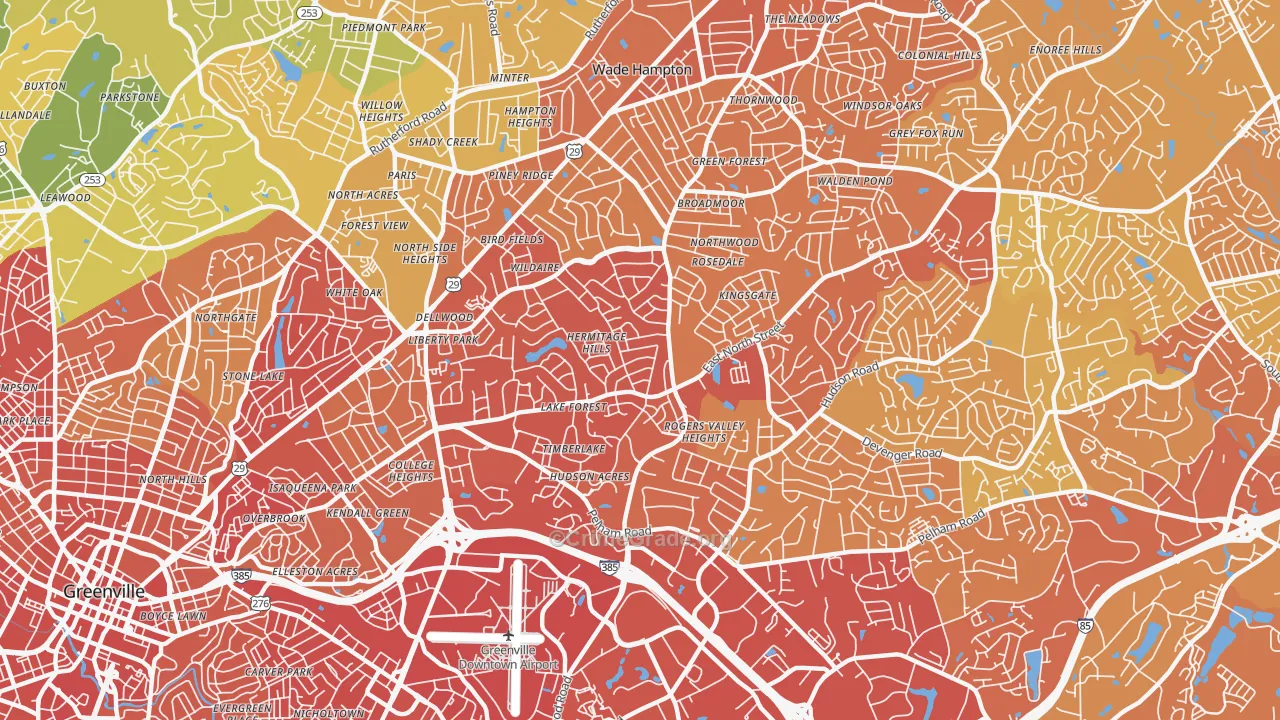 Wade Hampton, SC Map of Vehicle Theft Rates