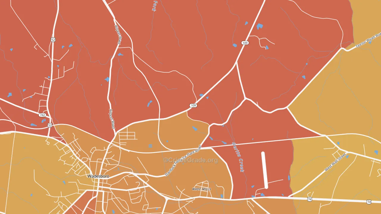 Wade Mills, NC Map of Vehicle Theft Rates