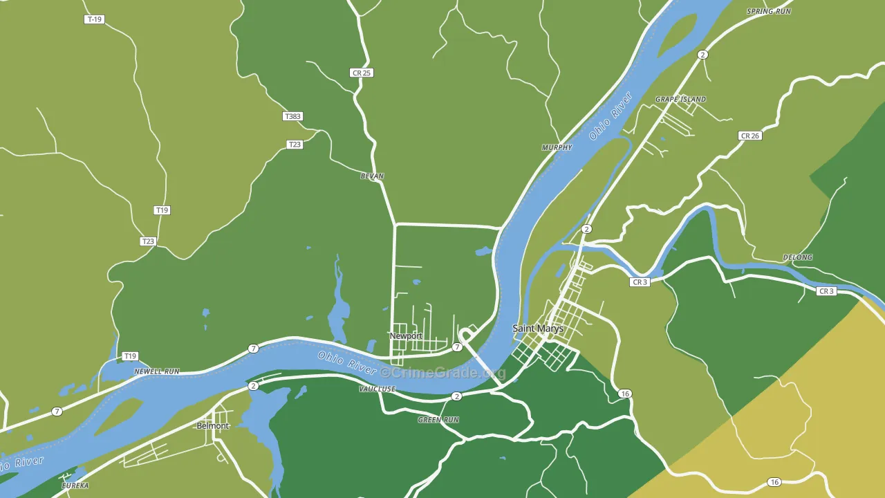 Wade, OH Map of Vehicle Theft Rates