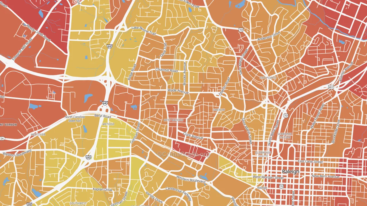Wade, Raleigh, NC Map of Vehicle Theft Rates