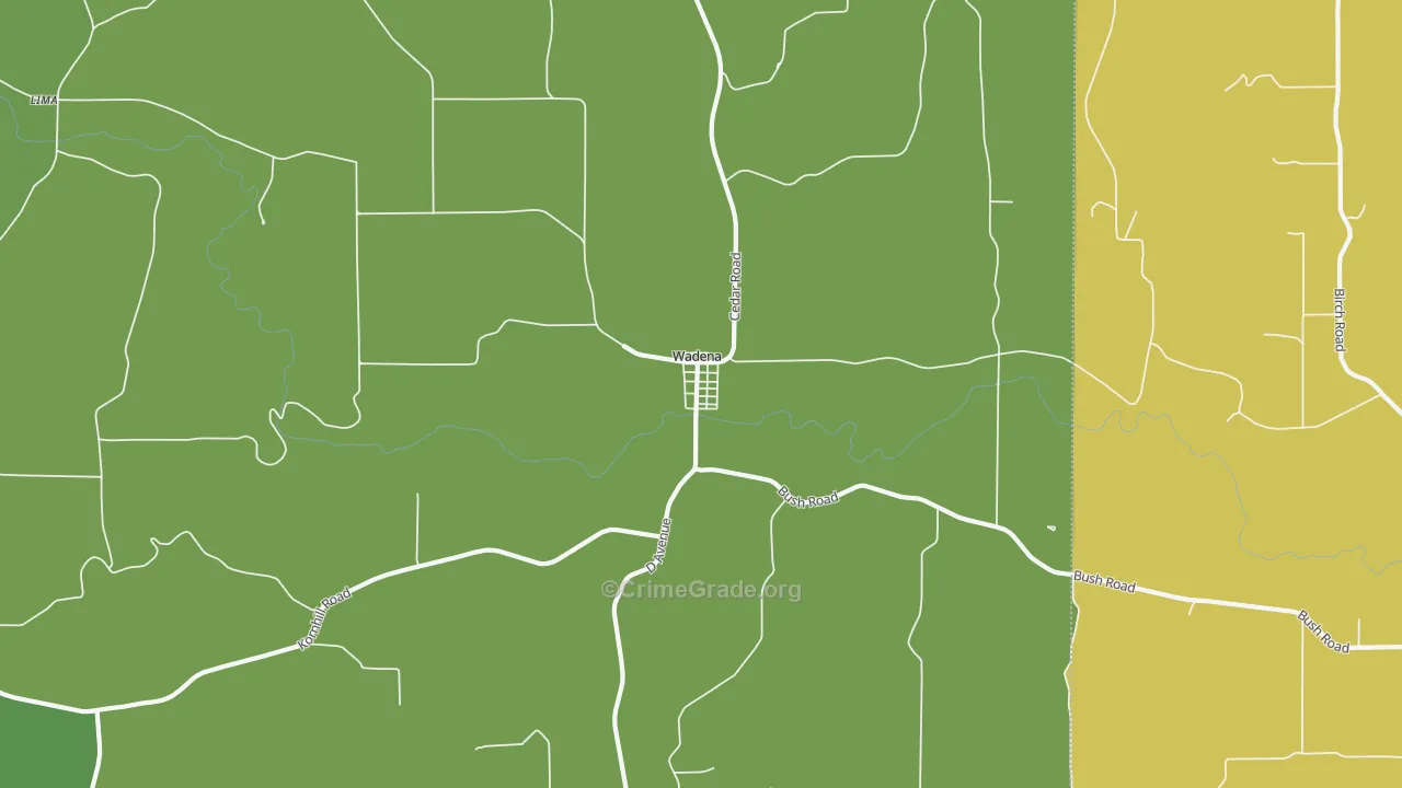Wadena, IA Map of Vehicle Theft Rates