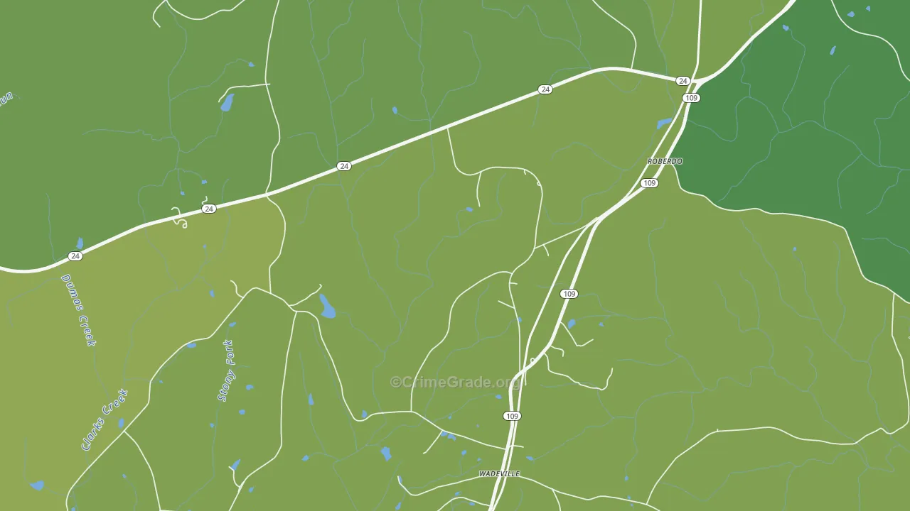 Wadeville, NC Map of Vehicle Theft Rates