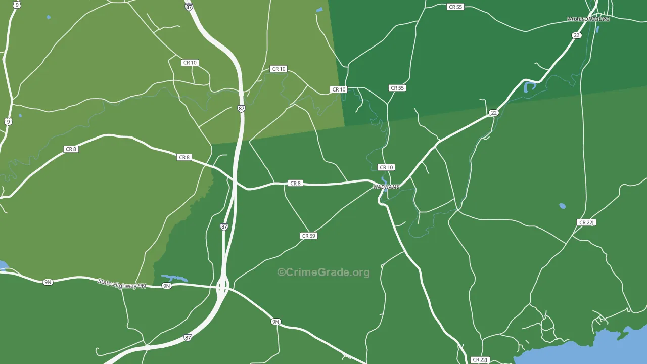 Wadhams, NY Map of Vehicle Theft Rates