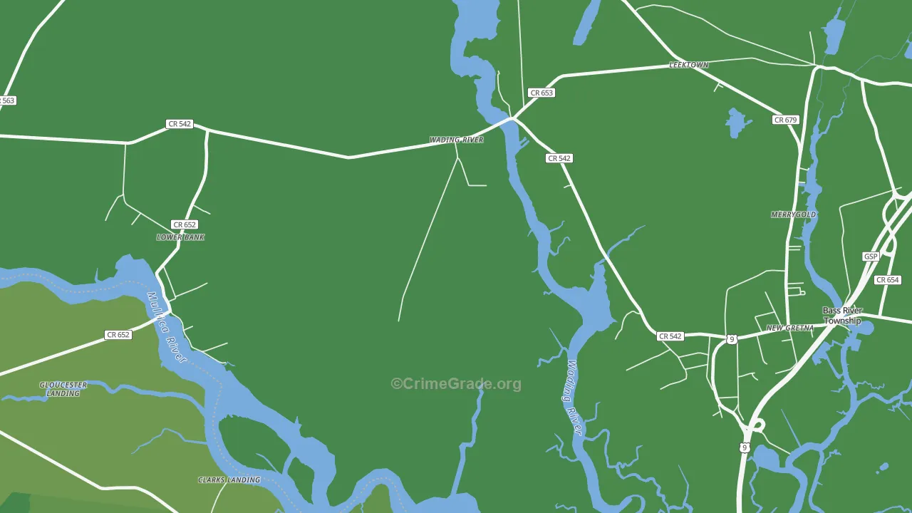 Wading River, NJ Map of Vehicle Theft Rates