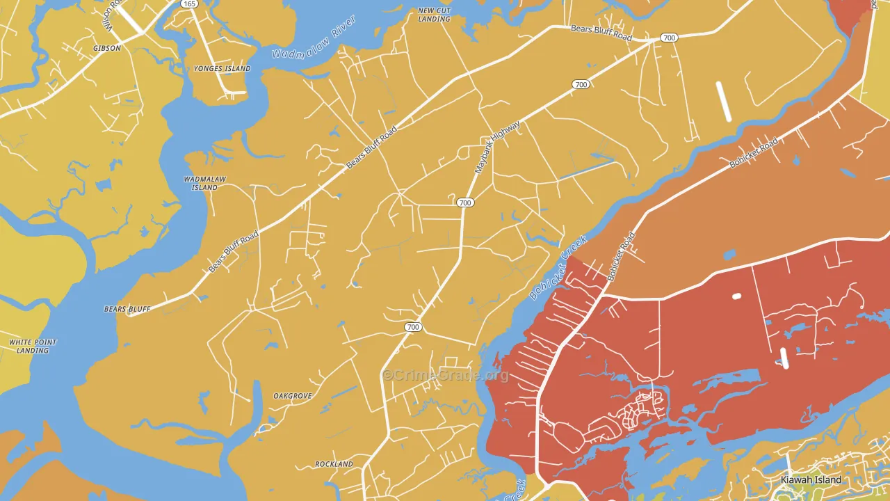 Wadmalaw Island, SC Map of Vehicle Theft Rates