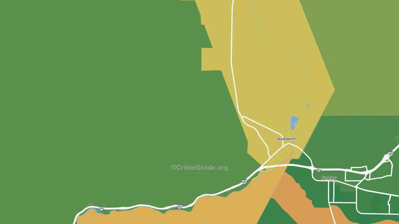 Wadsworth, NV Map of Vehicle Theft Rates