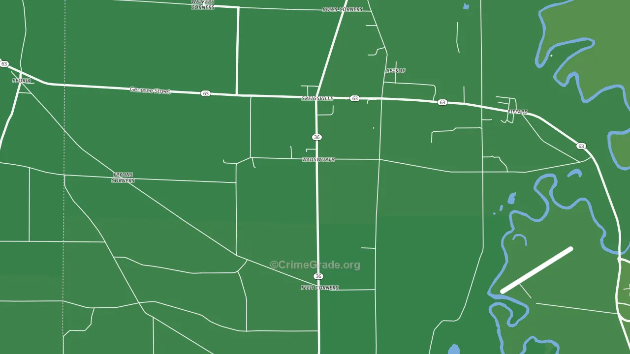 Wadsworth, NY Map of Vehicle Theft Rates