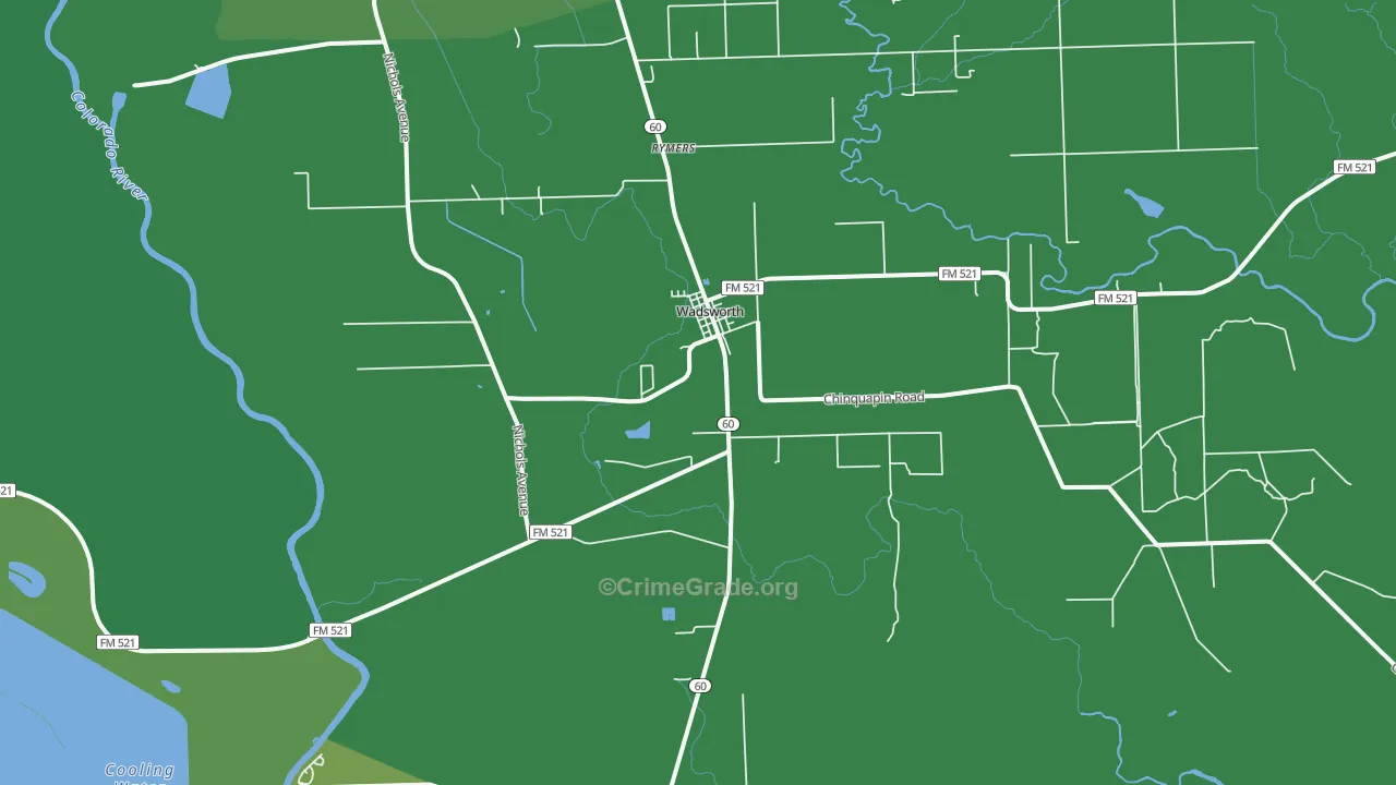 Wadsworth, TX Map of Vehicle Theft Rates