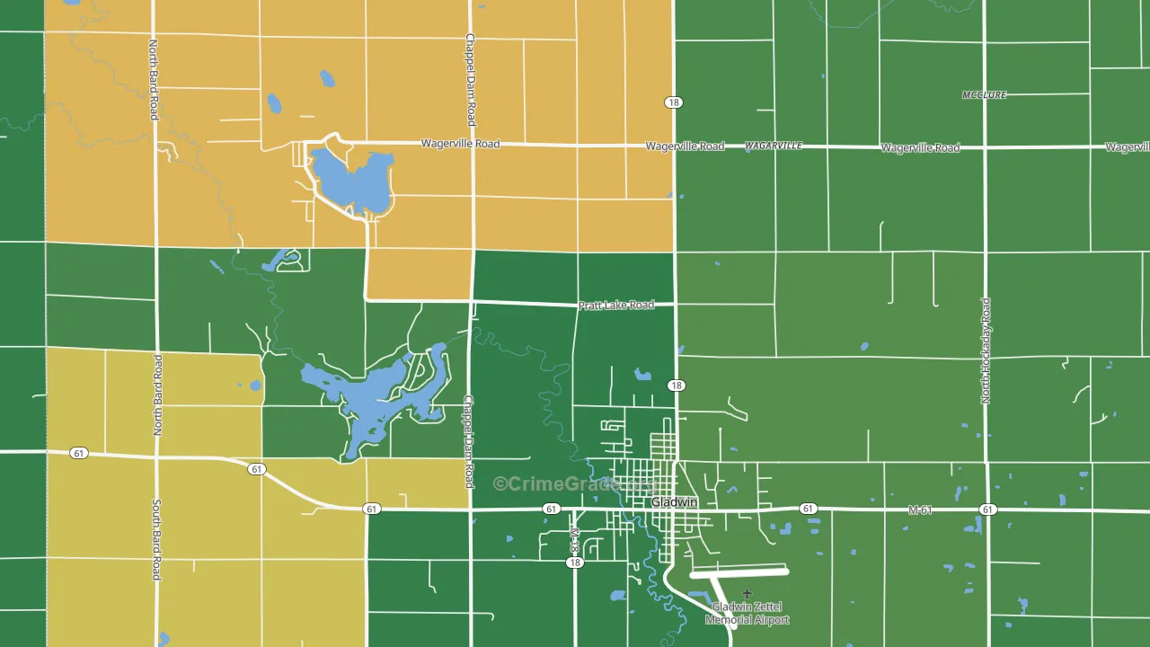 Wagarville, MI Map of Vehicle Theft Rates