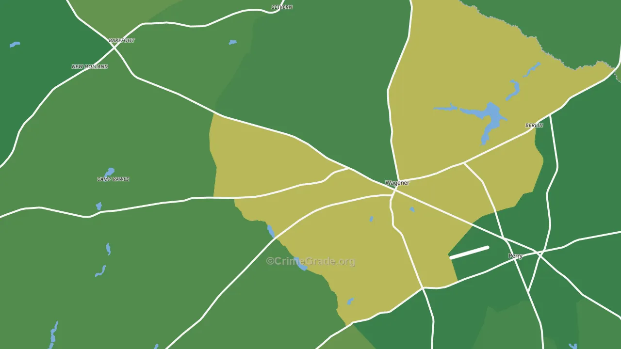Wagener, SC Map of Vehicle Theft Rates