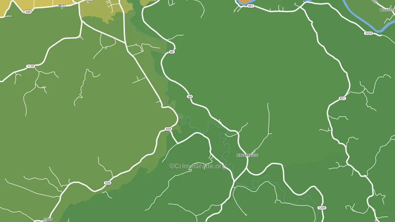 Wagersville, KY Map of Vehicle Theft Rates