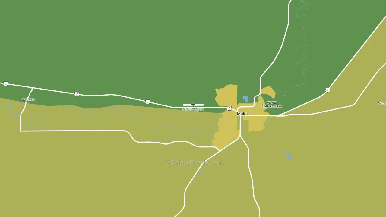 Wagner, MT Map of Vehicle Theft Rates