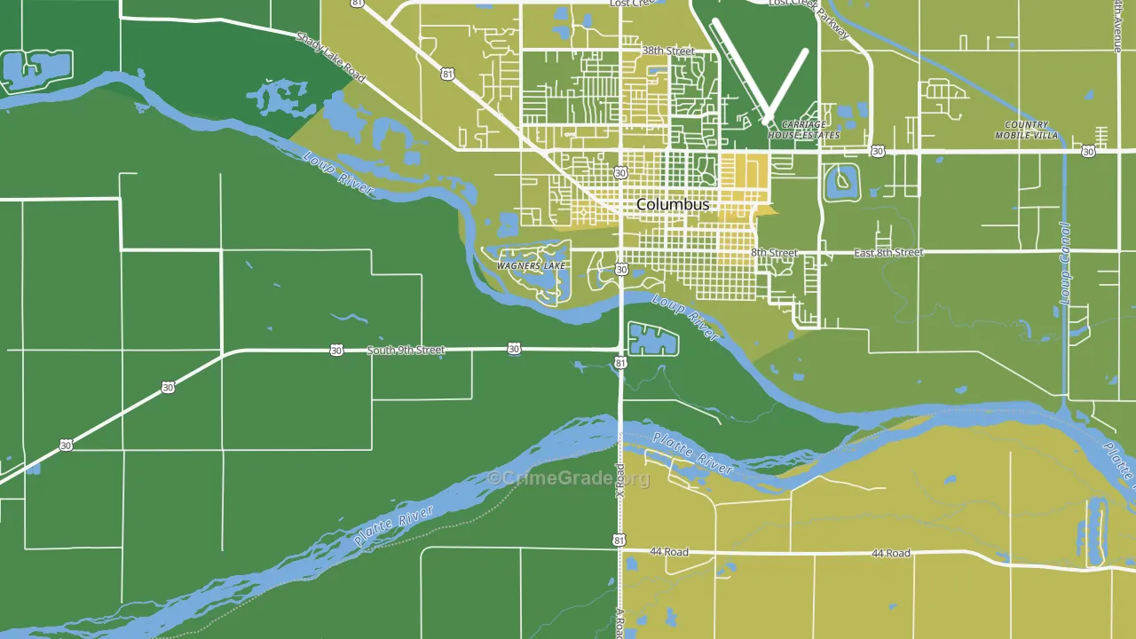 Wagners Lake, NE Map of Vehicle Theft Rates